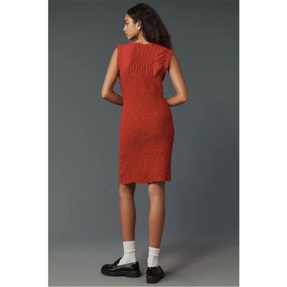 NWT BY ANTHROPOLOGIE RUFFLE-TRIM TEXTURED MINI DRESS Size Small - Picture 3 of 16